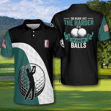 Golf Green Curve The Older I Get The Harder It Is To Find My Balls Polo Shirt For Men