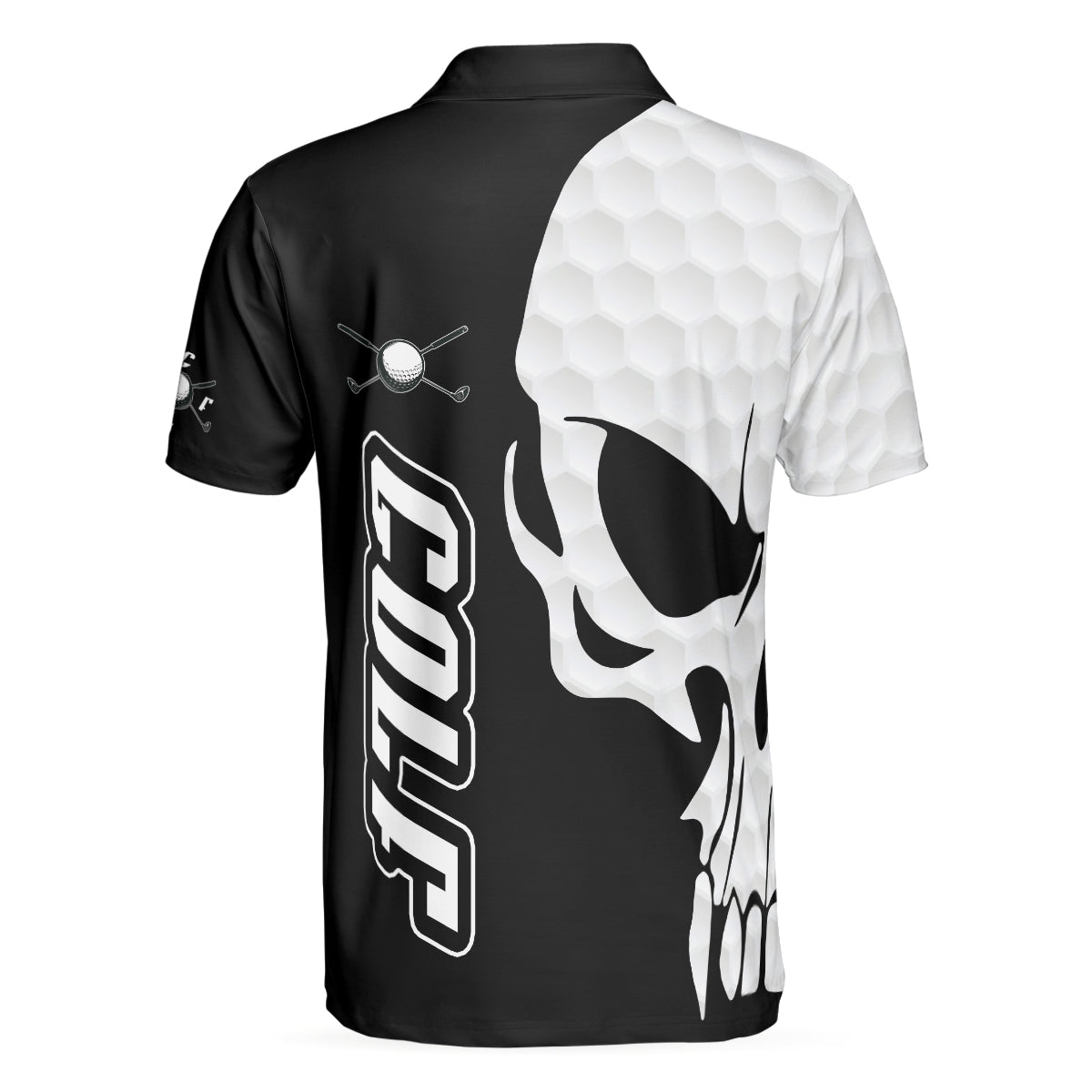 Golf And Skull Golf Polo Shirt Black And White Golf Pattern Polo Shirt Best Golf Shirt For Men - 2