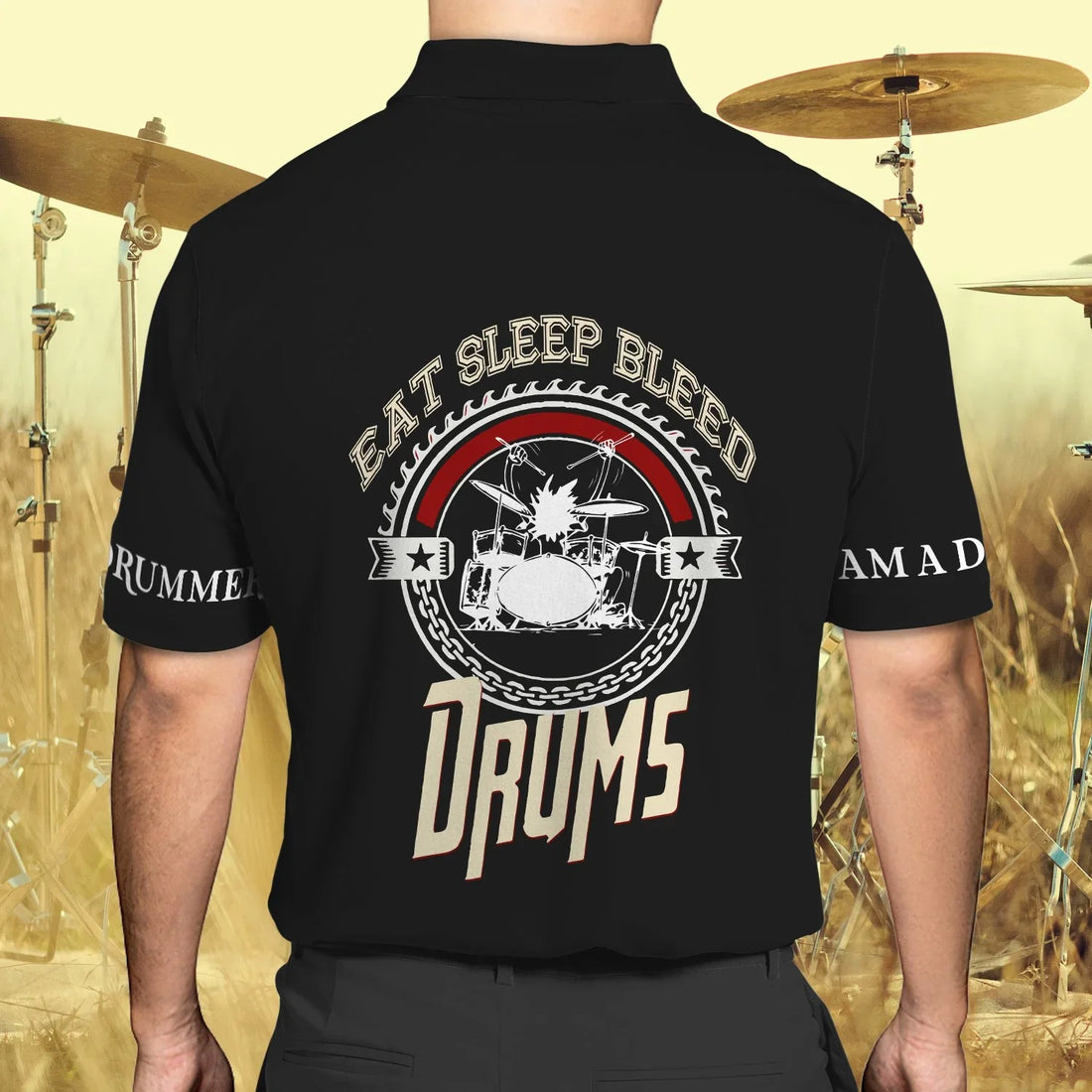 Drummer Personalized Name 3D Polo Shirt