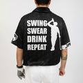 Swing Swear Drink Repeat Custom Polo Shirt Personalized Black American Flag Golf Shirt For Men - 2