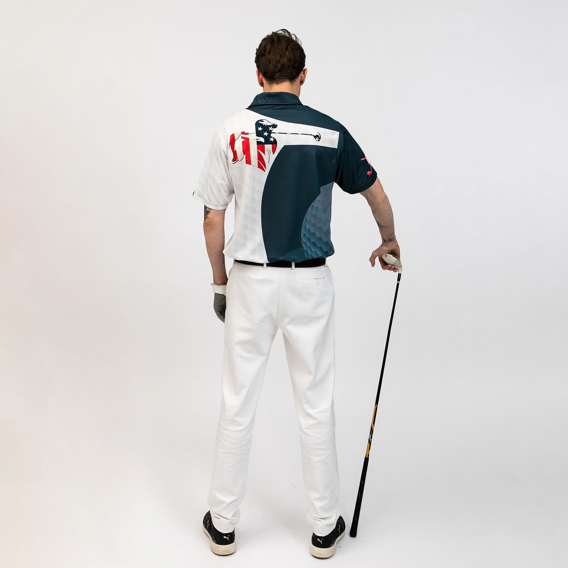 Golf Swing American Flag Golf Ball Texture Polo Shirt Patriotic Golf Shirt For Men Cool Gift For Golfers - 2