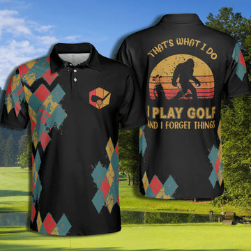 Golf Bigfoot Forget The Thing Argyle Pattern Polo Shirt For Men