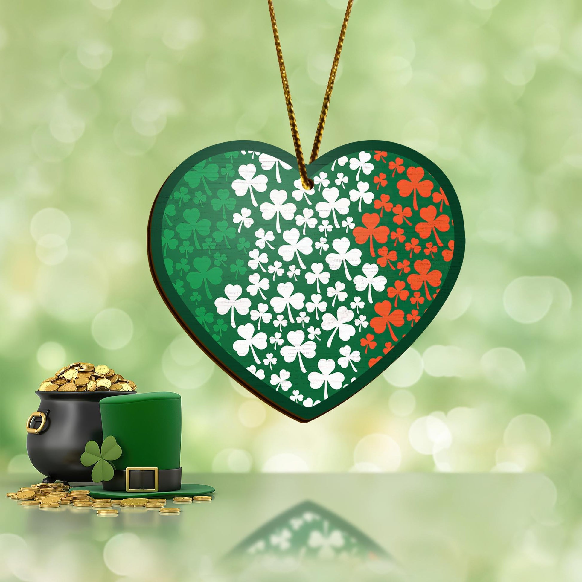 St Patrick's Day Ireland Heart Shamrock Ornaments Irish Ornament, Gifts for Irish, St Patrick Day Ornaments, Lucky Hanging Green Party Decorations