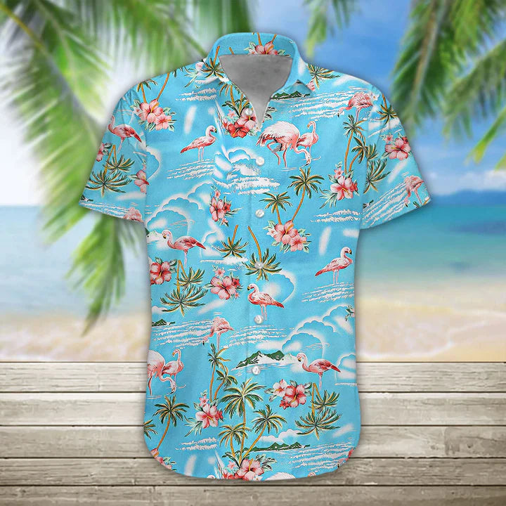 3D Flamingo Hawaiian shirt, Mens Hawaiian Aloha Beach Shirt, Hawaiian Shirts for Men