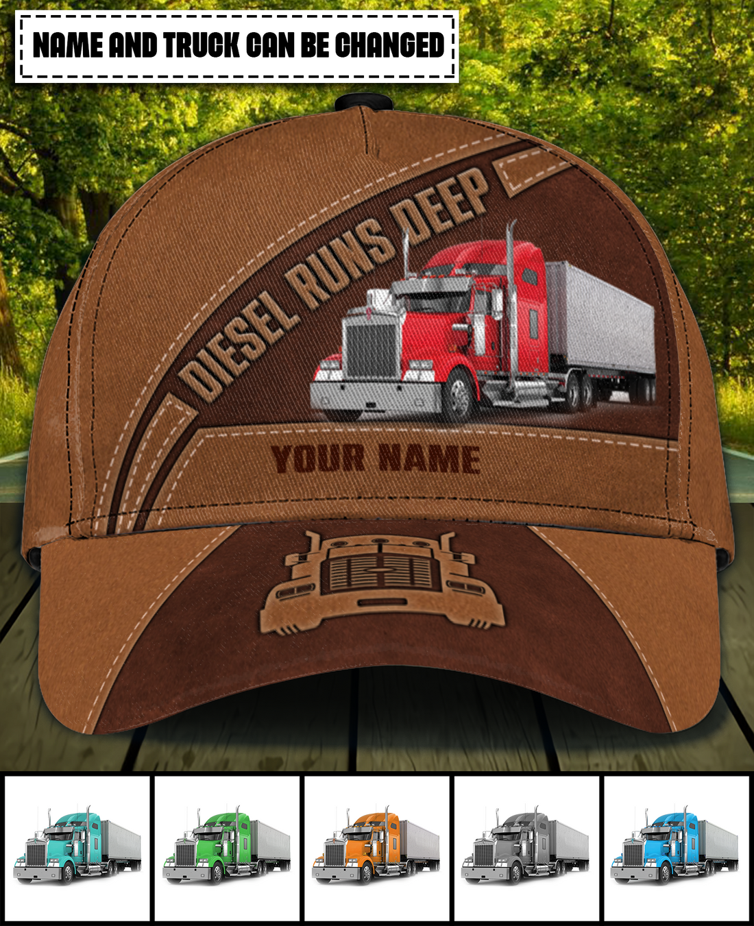 Trucker Diesel Runs Deep Personalized Cap, Personalized Gift for Truckers - CP220PS08 - BMGifts