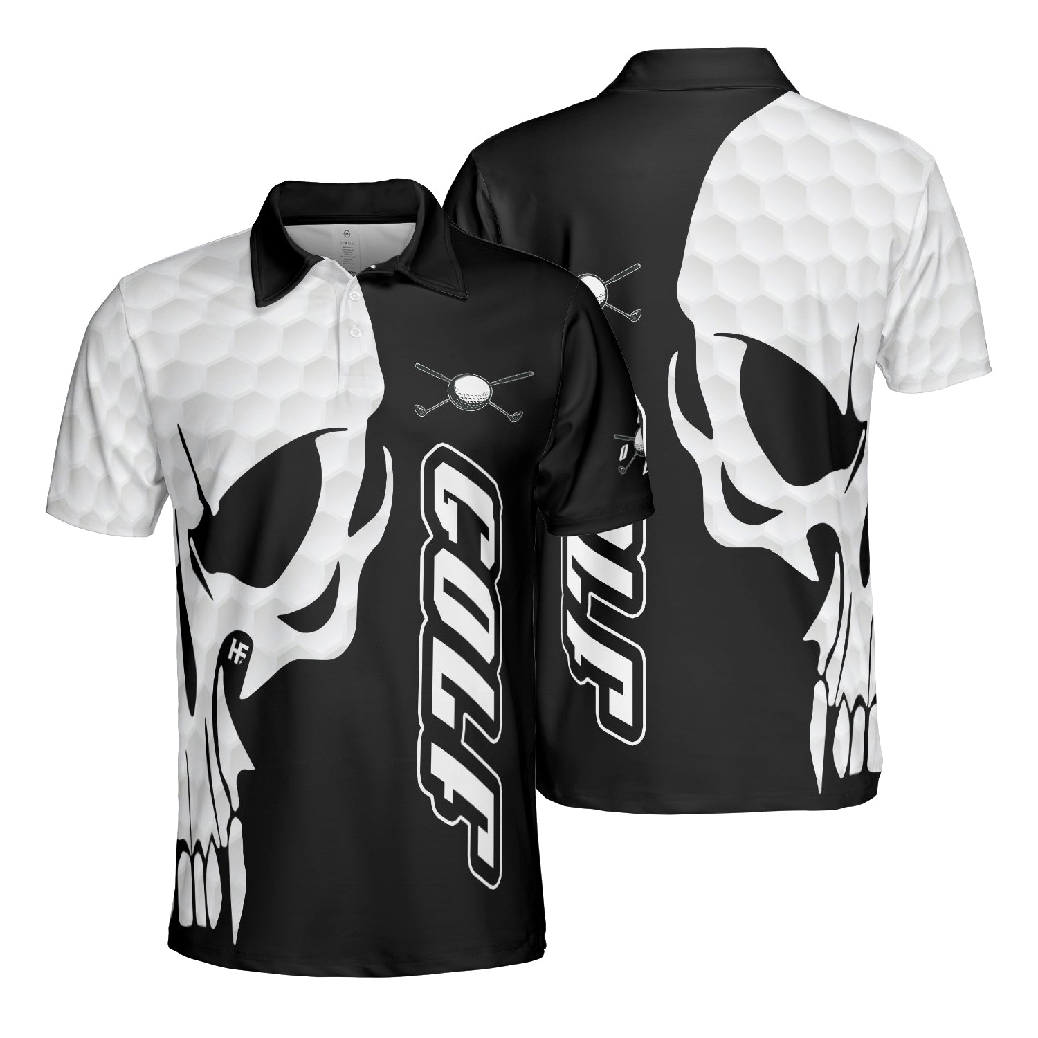 Golf And Skull Golf Polo Shirt Black And White Golf Pattern Polo Shirt Best Golf Shirt For Men - 1