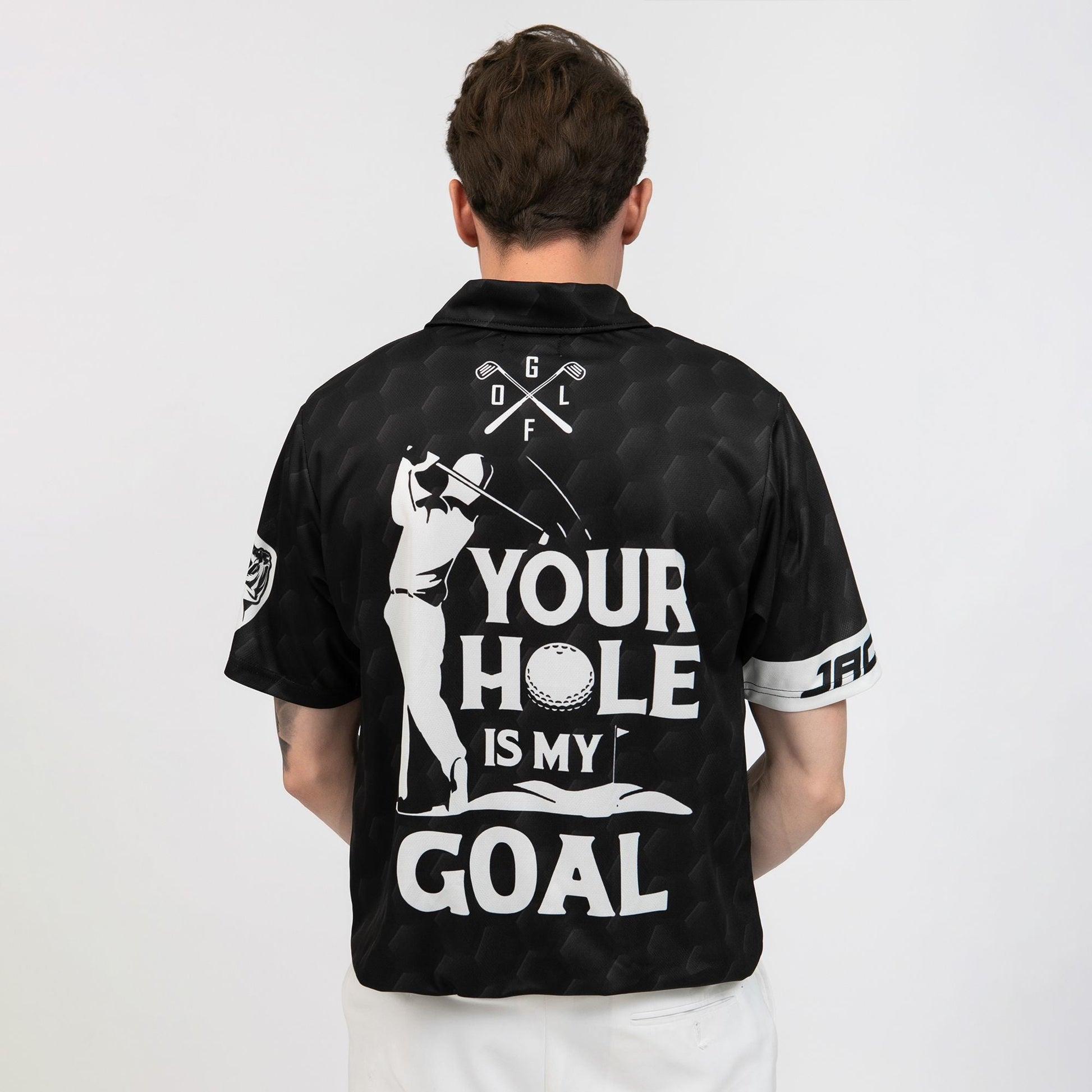 Your Hole Is My Goal Custom Polo Shirt Personalized Black American Flag Golf Shirt For Men - 4