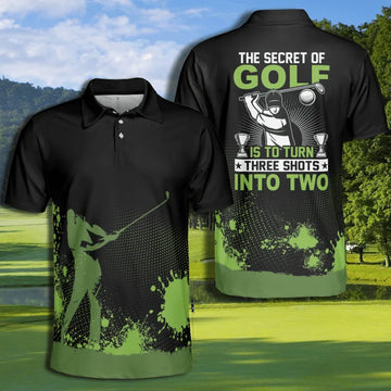 The Secret Of Golf Is To Turn Three Shots Into Two Watercolor Polo Shirt For Men