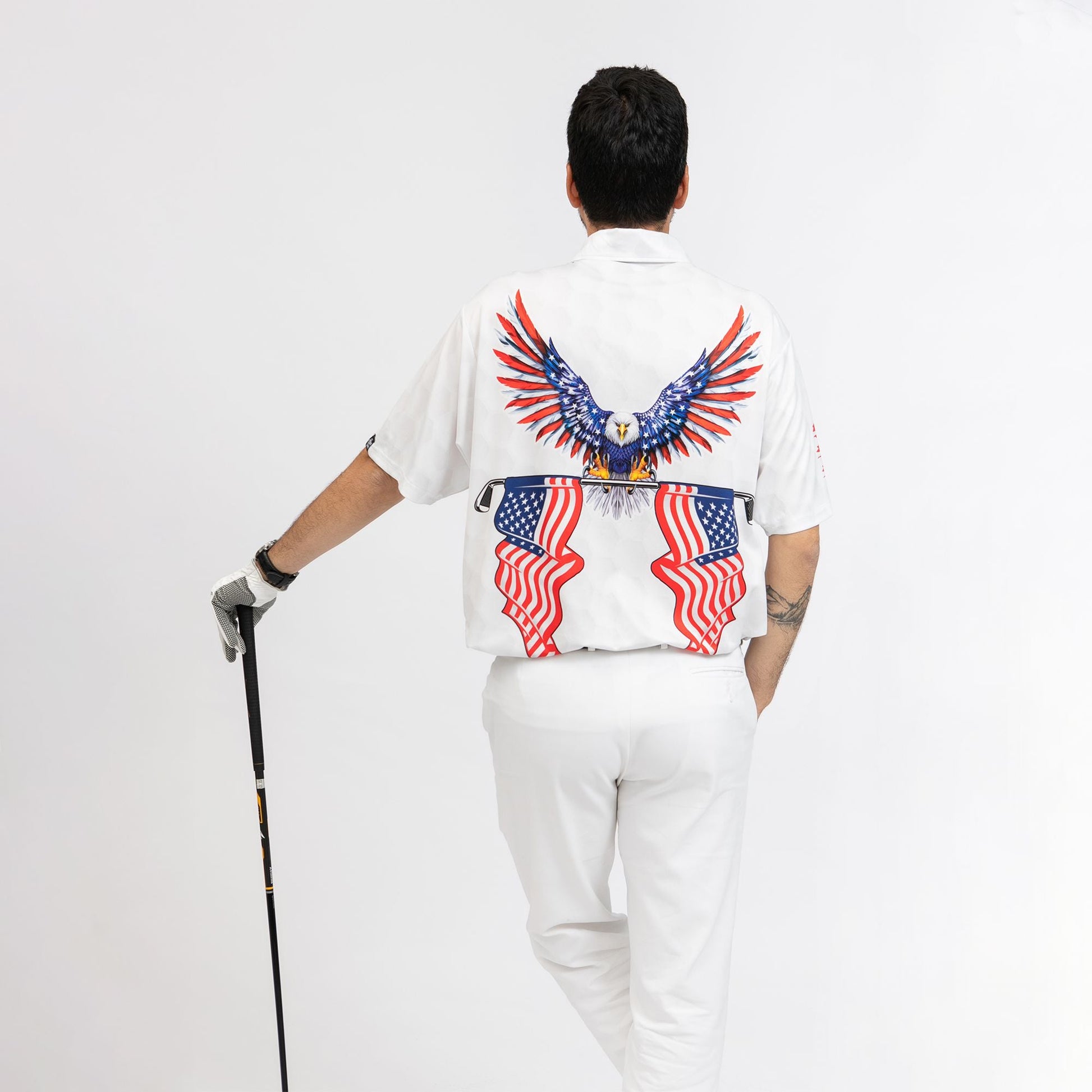 American Eagle Flag Golf Short Sleeve Polo Shirt Golf American Flag Polo Shirt Patriotic Golf Shirt For Men - 4