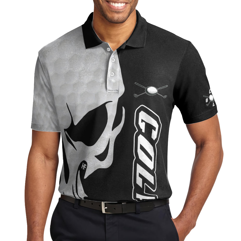 Golf And Skull Golf Polo Shirt Black And White Golf Pattern Polo Shirt Best Golf Shirt For Men - 5