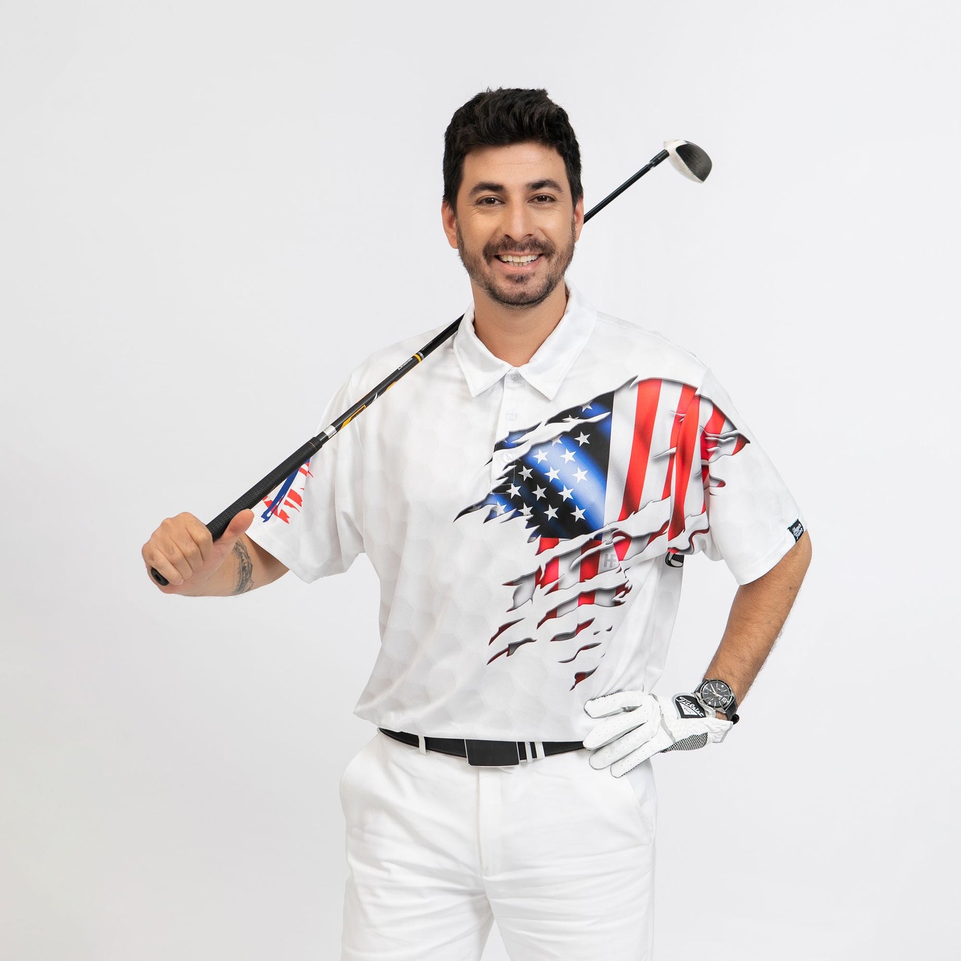 American Eagle Flag Golf Short Sleeve Polo Shirt Golf American Flag Polo Shirt Patriotic Golf Shirt For Men - 5