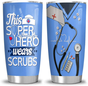 Gift for Nurse, 20oz Super Hero Wears Scrubs Nurse Gifts Nurse Tumbler Cup with Lid