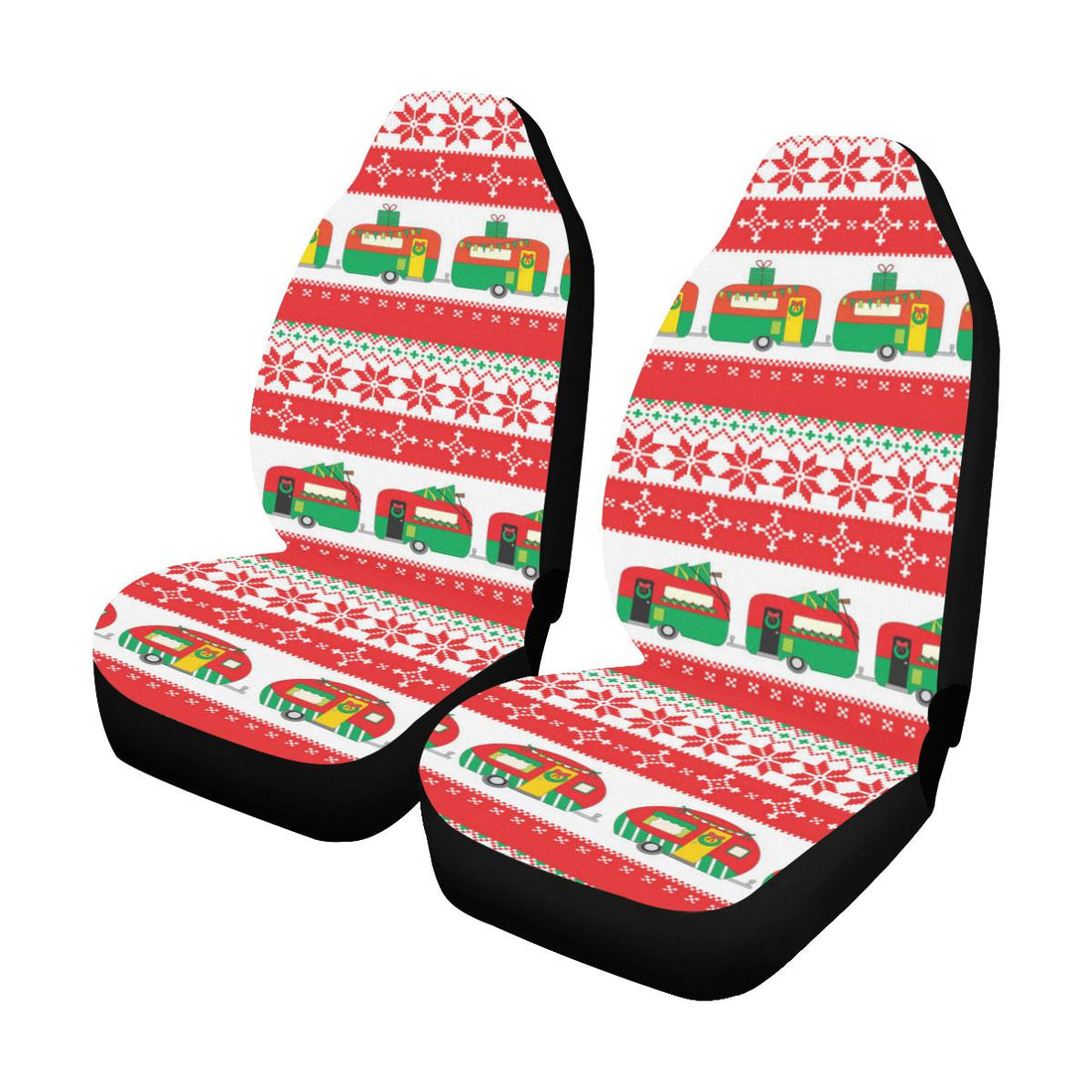 Camper Camping Ugly Christmas Car Seat Cover, Front Seat Cover For Cars