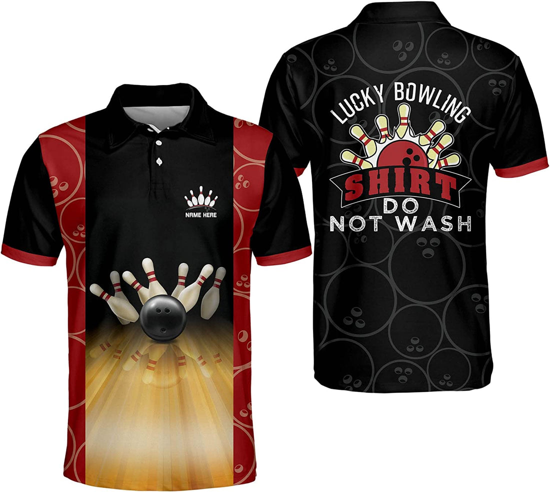 Personalized Bowling Polo Shirts for Men, Men's Bowling Polo Shirts Short Sleeve, Crazy Bowling Team Shirts for Men