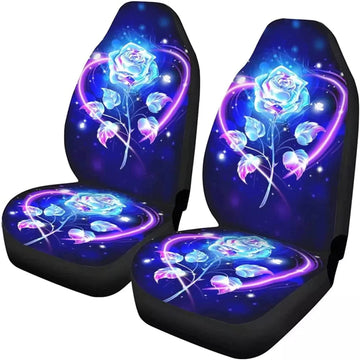 Car Bucket Front Seat Cover Bling Rose Heart Print Auto Seat Protector Universal fit Car Sedan SUV Truck Stretch