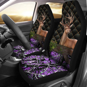 Deer Camo Camouflage Buck Hunting Front Car Seat Covers, Auto Seat Covers Vehicle, Cars, Sedan, Truck, SUV, Van