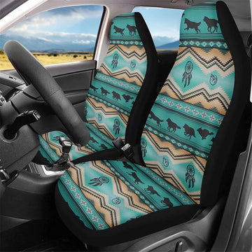 Auto Front Seat Covers 2 pcs, Vehicle Seat Protector Car Interior Seat Covers Dreamcatcher Wolf Tribal Navajo Print, Fit Most Cars