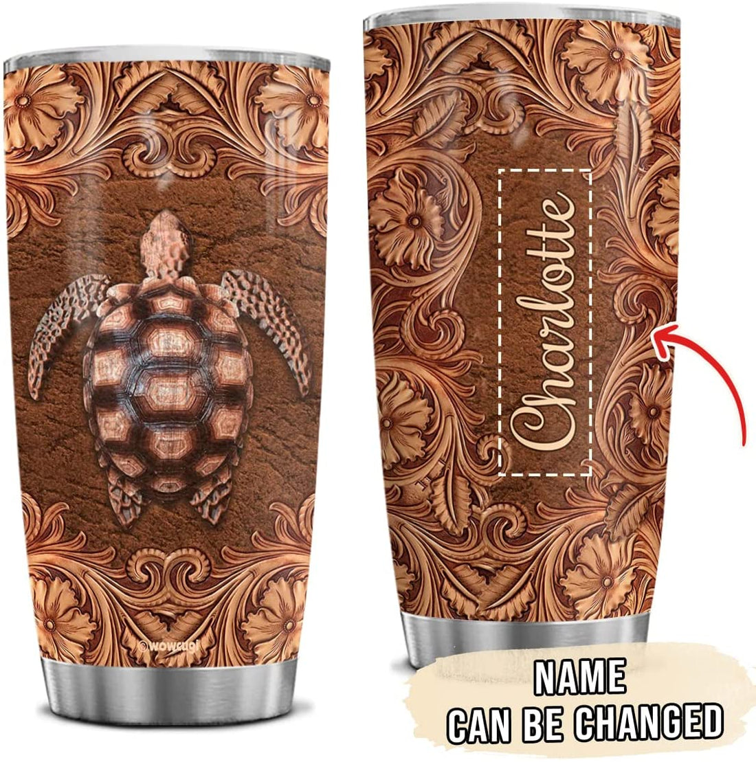 Personalized Turtle Tumbler Printed Wood Style Inspiration Turtles Lover Stainless Steel Tumbler Cup with Lid 20oz