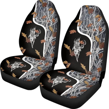 Car Seat Protector for Front Seat Only Wood Deer Oak Black Camo Print Auto Interior Seat Cover Universal Fit