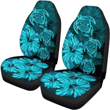 Car Front Seat Cover Hibiscus Flower and Turtle Creative Pattern Universal Fit for Most SUV,Sedan,Van