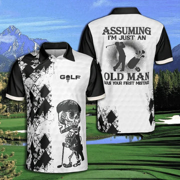 Golf Assuming Old Man Your First Mistake Polo Shirt For Men