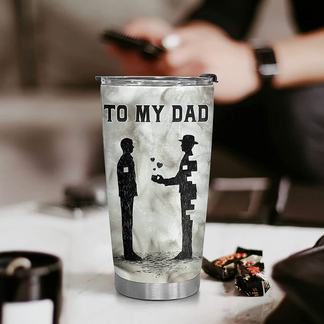 Dad Gift from Son Insulated Travel Mug - 20oz Father And Son Stainless Steel Tumbler - Gifts for Dad