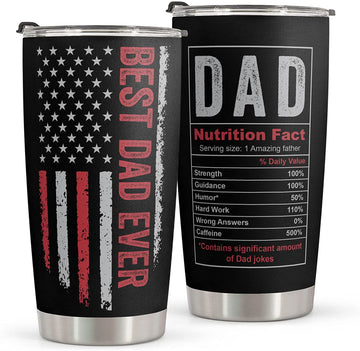Gifts For Dad - American Flag Tumbler Cup 20oz for Father - Nutrition Facts Birthday Gifts for Dad