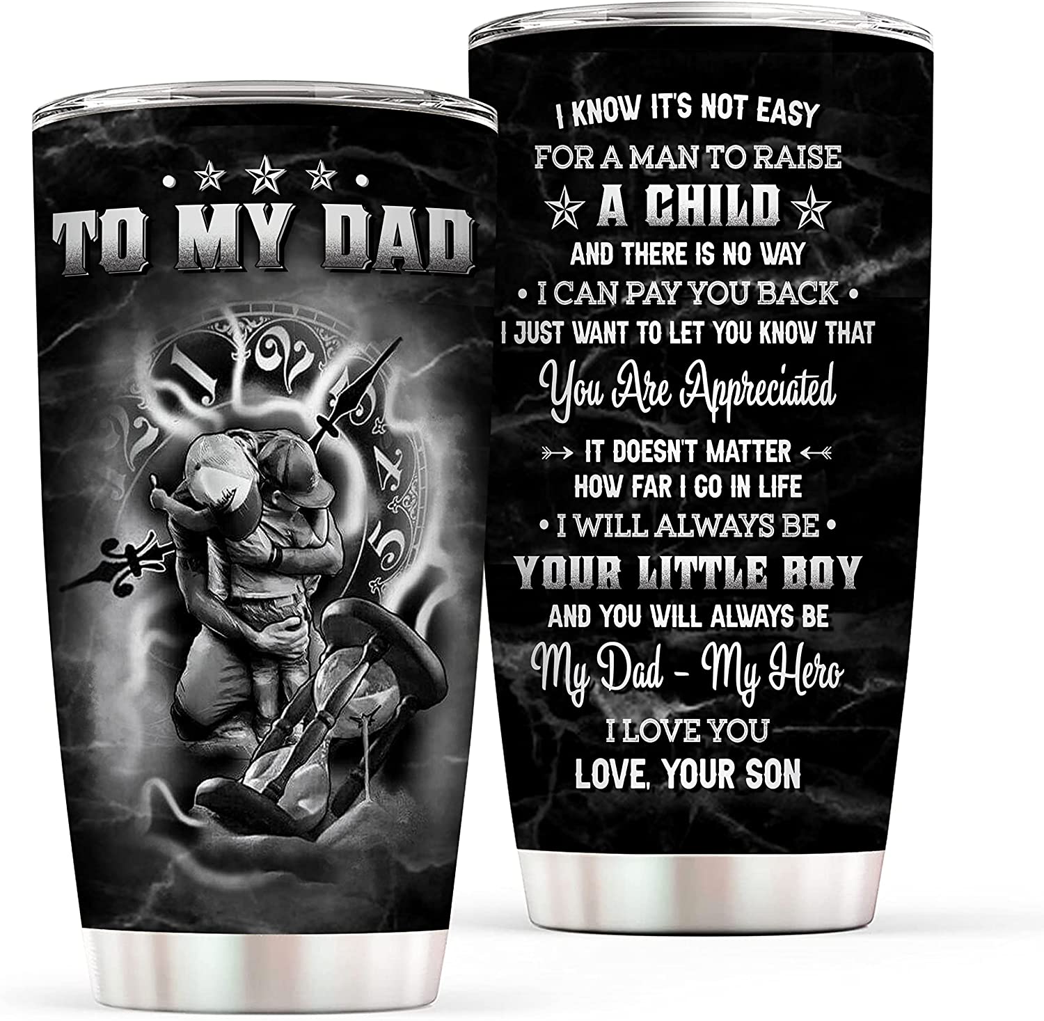Dad Gift from Son 20oz tumbler - My Hero My Dad - Gifts for Dad on Father's Day, Birthday, Christmas