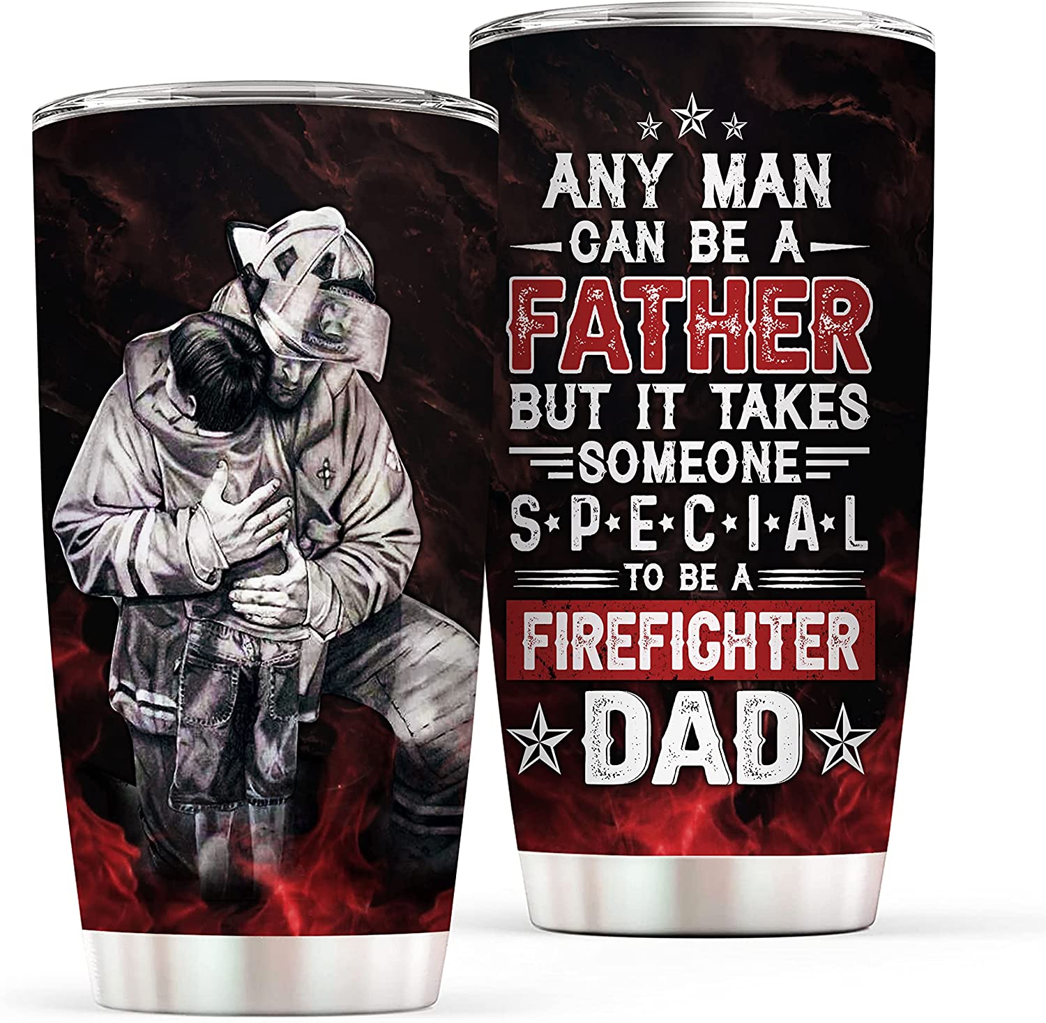 Firefighter Gifts for Men - 20 oz Stainless Steel Tumbler - Firefighter Dad Gifts from son