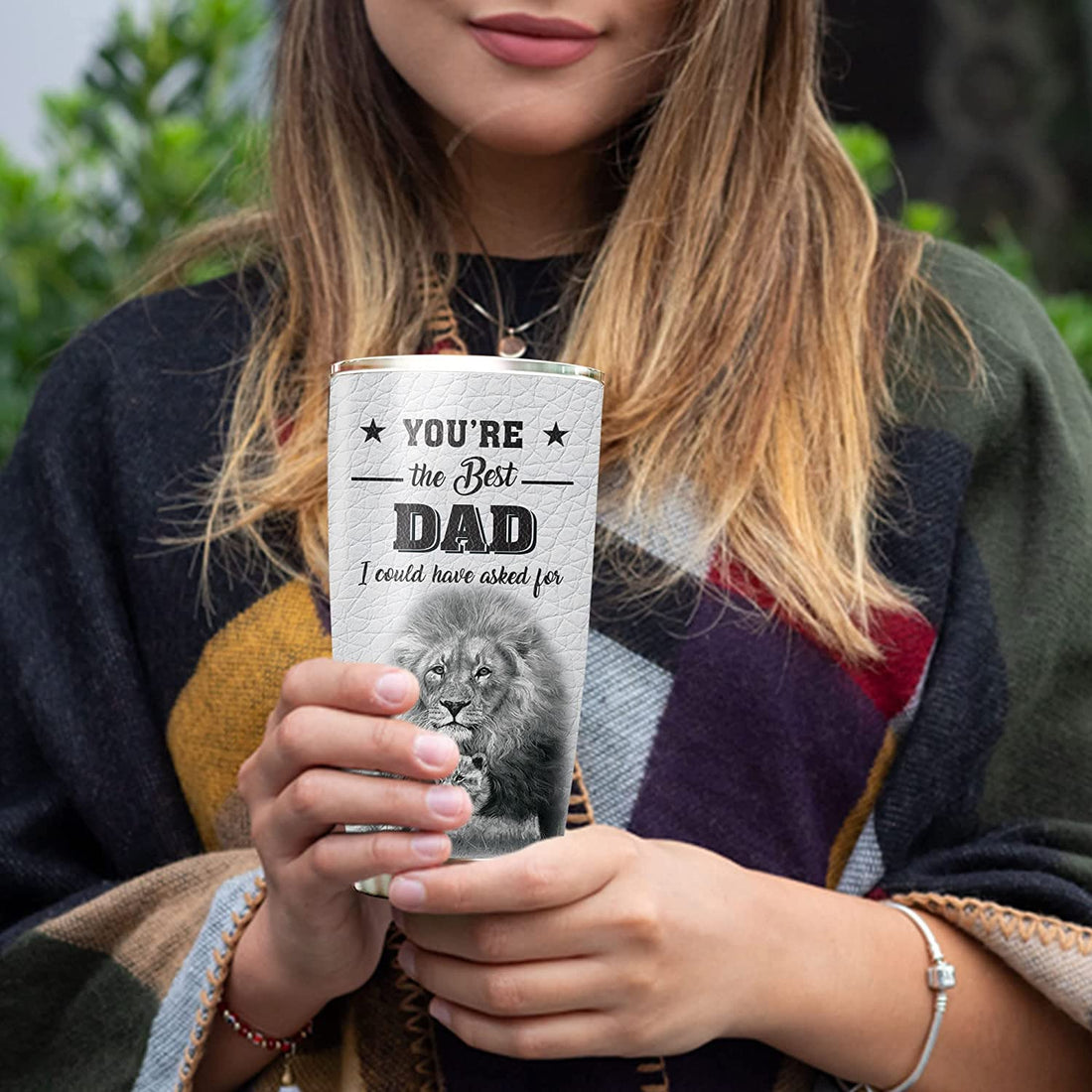 To Dad From Daughter 20oz Stainless Steel Tumbler, Dad Gifts From Daughter, Lion You're The Best Dad Tumbler