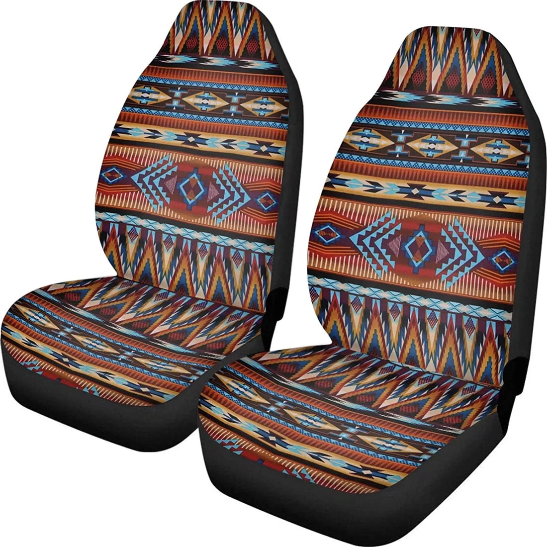 Front Car Seat Covers for Women Ladies Southeastern Aztec Tribal Ethnic Style Universal Fit Auto, SUV