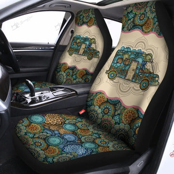 Camping Motorhome 3D All Over Print Front Seat Cover For Car, Camping Car Decor , Skull tattoos