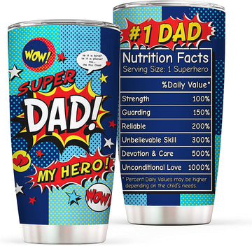 Gifts for Dad - Dad Hero Gift 20oz Insulated Stainless Steel Tumbler - Worlds Best Dad Gifts from Daughter Son Kid