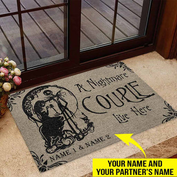 A Nightmare Couple Live Here Personalized Doormat