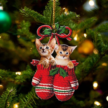 Abyssinian Inside Your Gloves Christmas Holiday Two Sided Ornament, Gift For Dog Lovers