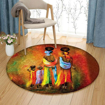 PF 3D Printed African American Round Rug Living Room Rug