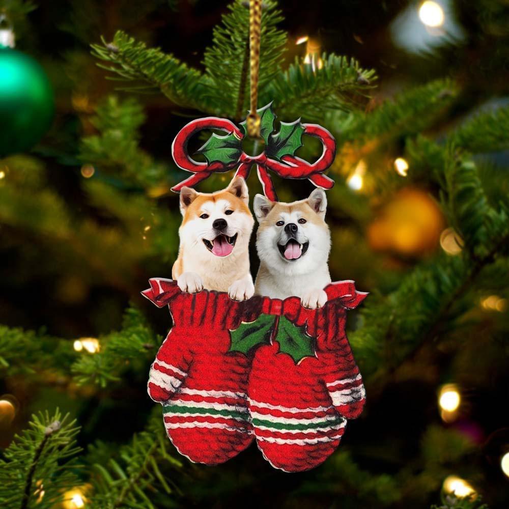 Akita Inu Inside Your Gloves Christmas Holiday Two Sided Ornament, Gift For Dog Lovers