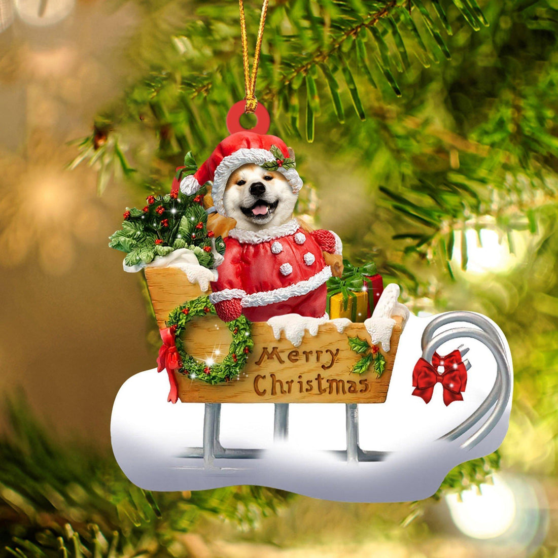 Akita Merry Christmas Ornament, Gift For Dog Lover