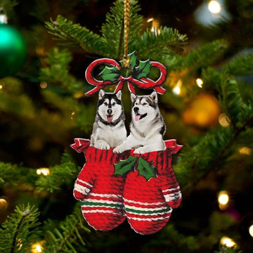 Alaskan Malamute Inside Your Gloves Christmas Holiday Two Sided Ornament, Gift For Dog Lovers