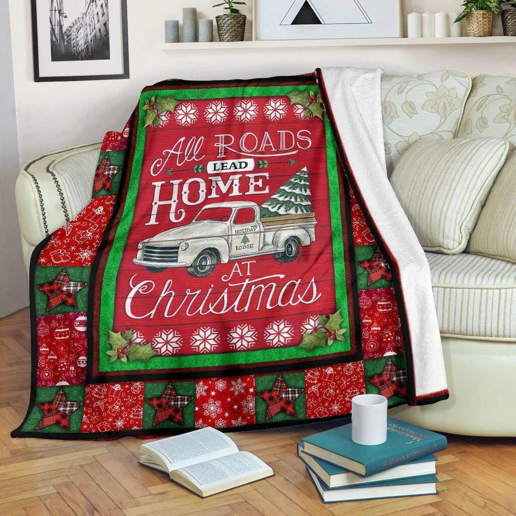 All Roads Lead Home At Christmas Sherpa Fleece Blanket &Quilt