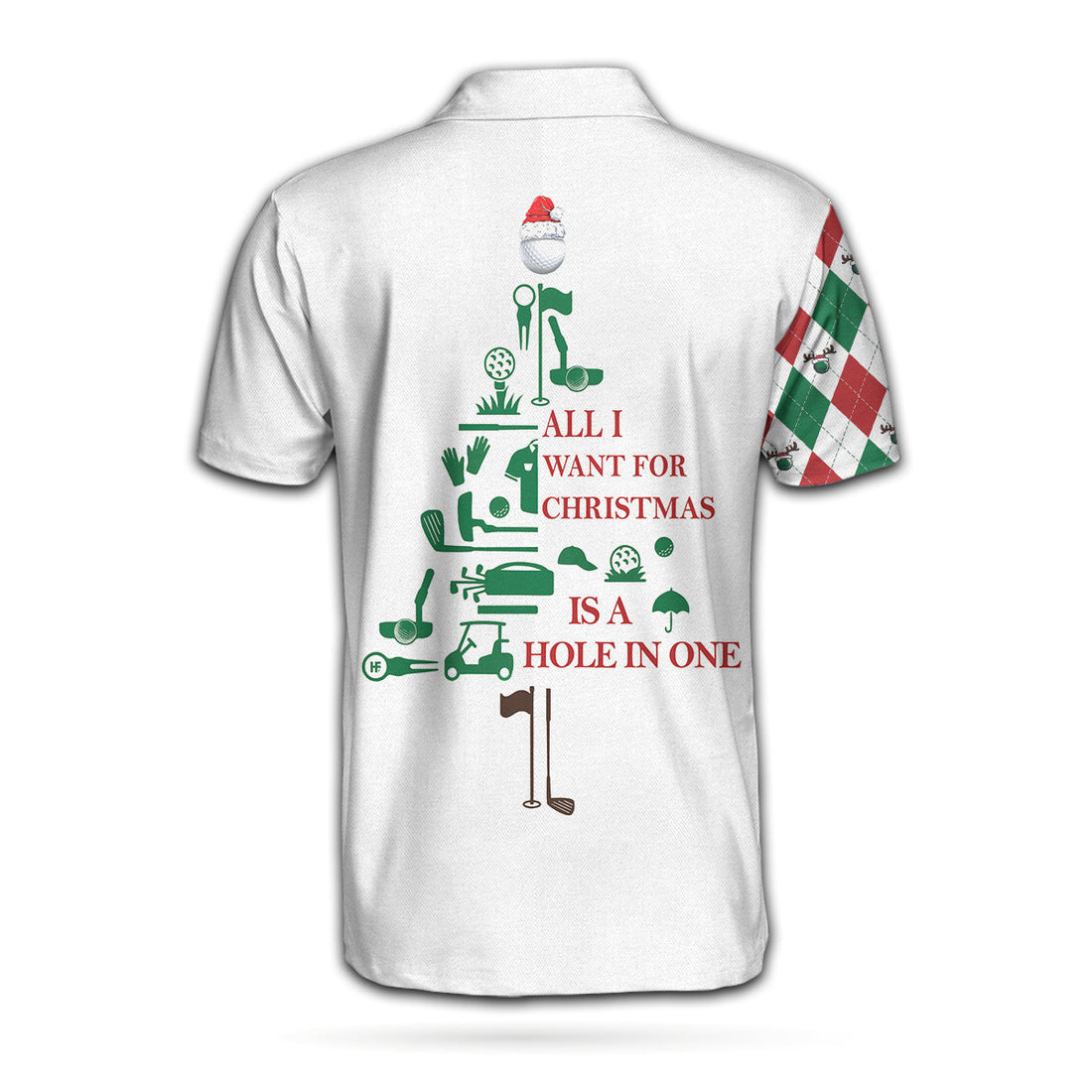 All I Want For Christmas Is A Hole In One Custom Polo Shirt Personalized Argyle Long Sleeve Shirt For Golfers - 1