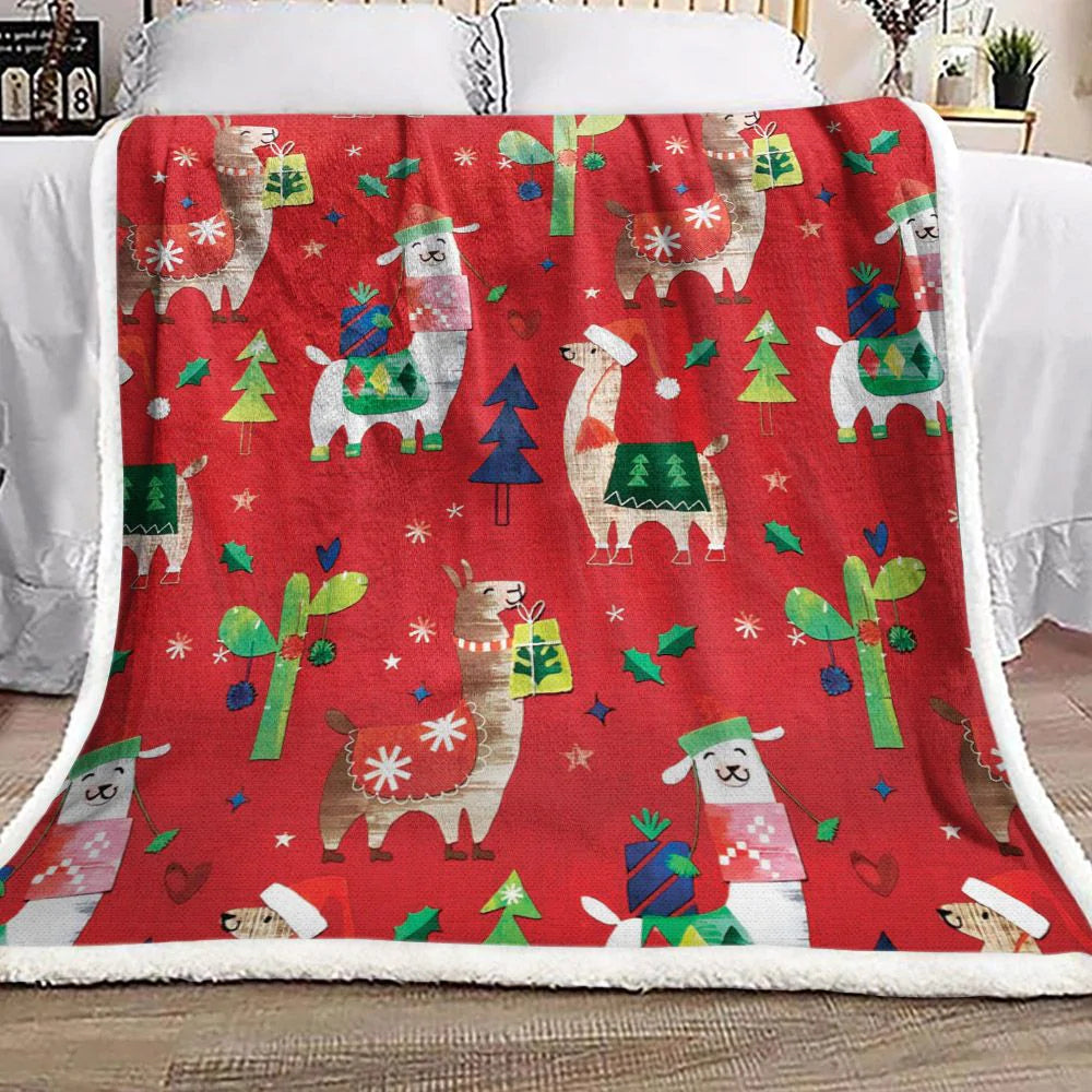 Alpaca Christmas Sherpa Fleece Blanket &Quilt