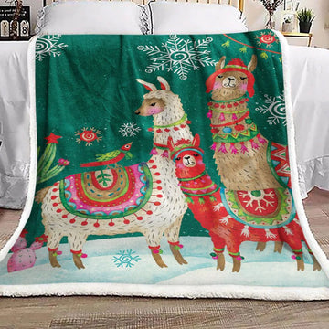 Alpaca Christmas Sherpa Fleece Blanket &Quilt