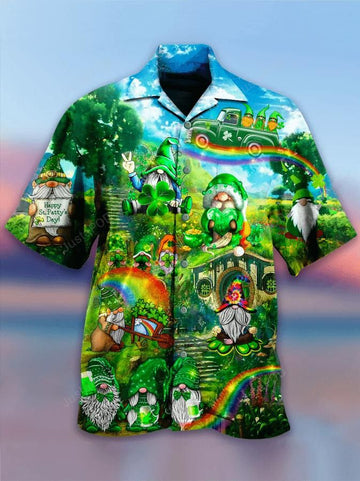 Amazing Irish Gnomes So Cute On St Patrick Day Green Hawaiian Aloha Shirts Hawaii Shirt