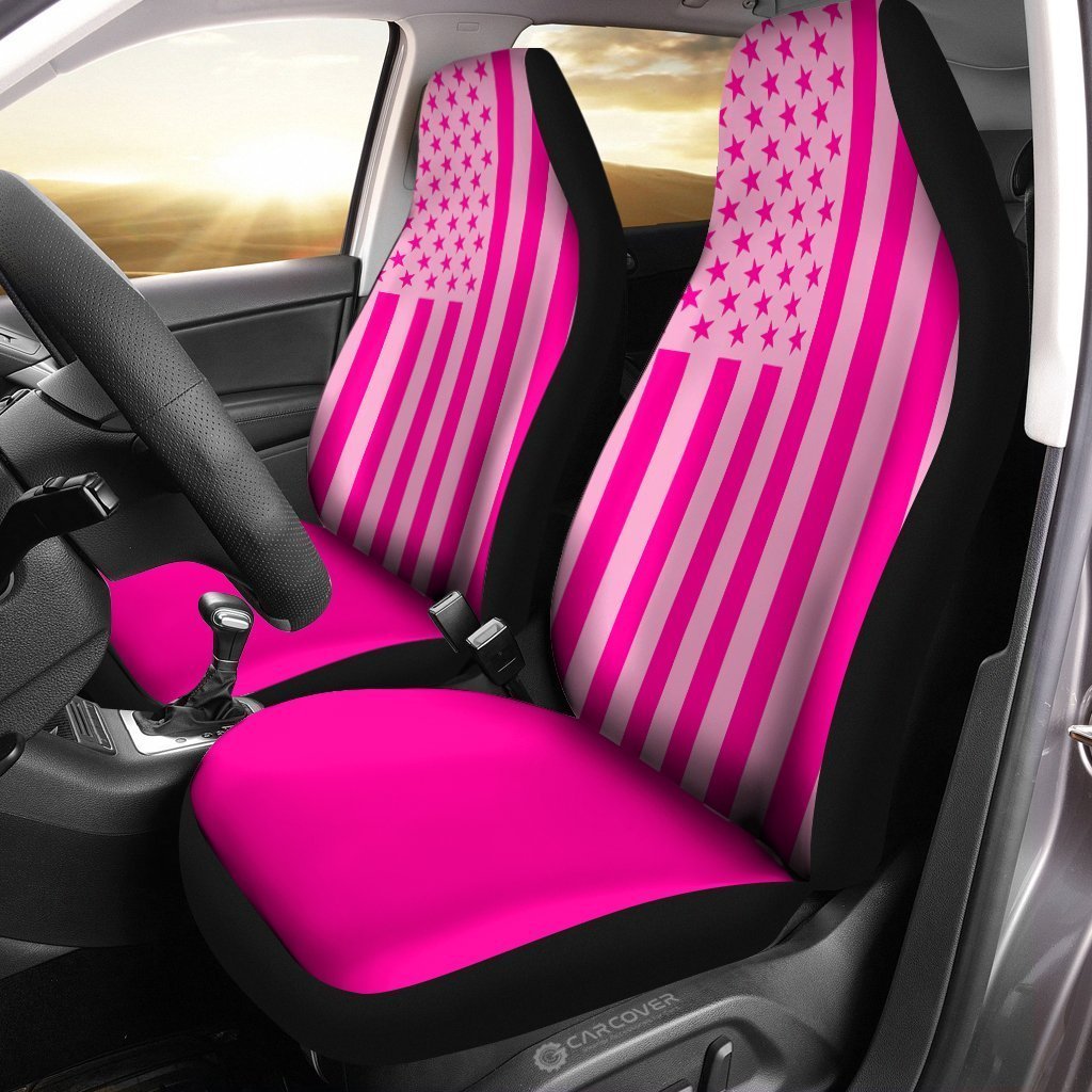 American Flag Pink Car Seat Covers Custom Pink Car Accessories - Gearcarcover - 1