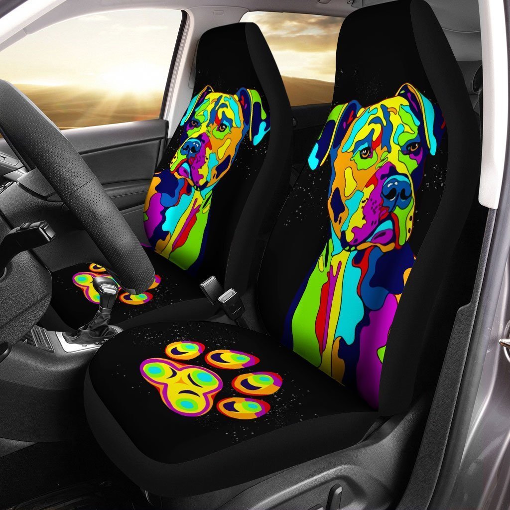 American Pitbull Terrier Car Seat Covers Custom Abstract Car Interior Accessories - Gearcarcover - 1