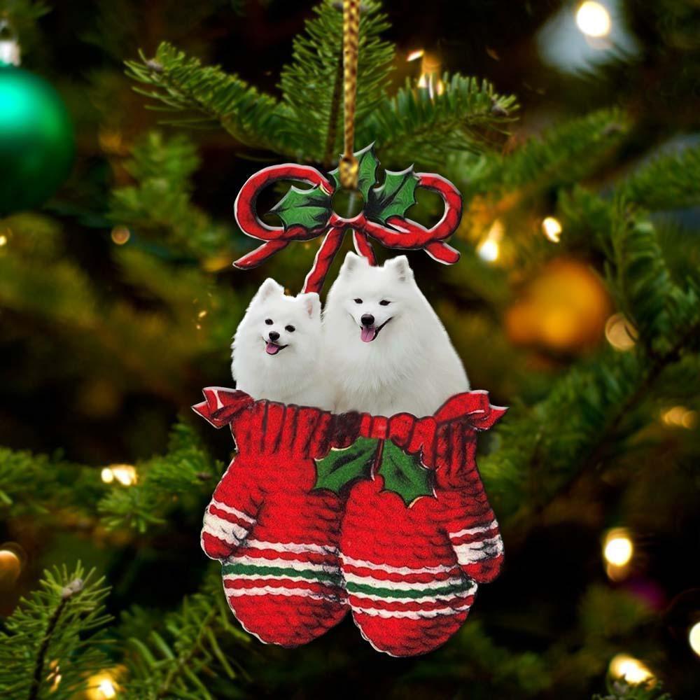 American Eskimo Inside Your Gloves Christmas Holiday Two Sided Ornament, Gift For Dog Lovers