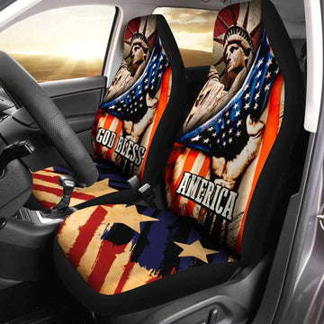 American Flag Car Seat Covers Custom Liberty Statue God Bless America Car Accessories