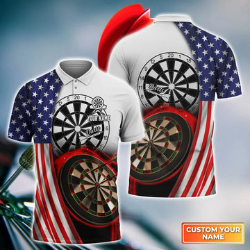 American Flag Dartboart 3D Polo Shirt For Darts, Dart Shirt, Sports Shirt, Championship Shirt, Dart Team Shirts