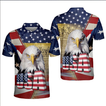 American flag With Eagle Polo Shirt, Independence polo shirt, 4th of july polo shirt